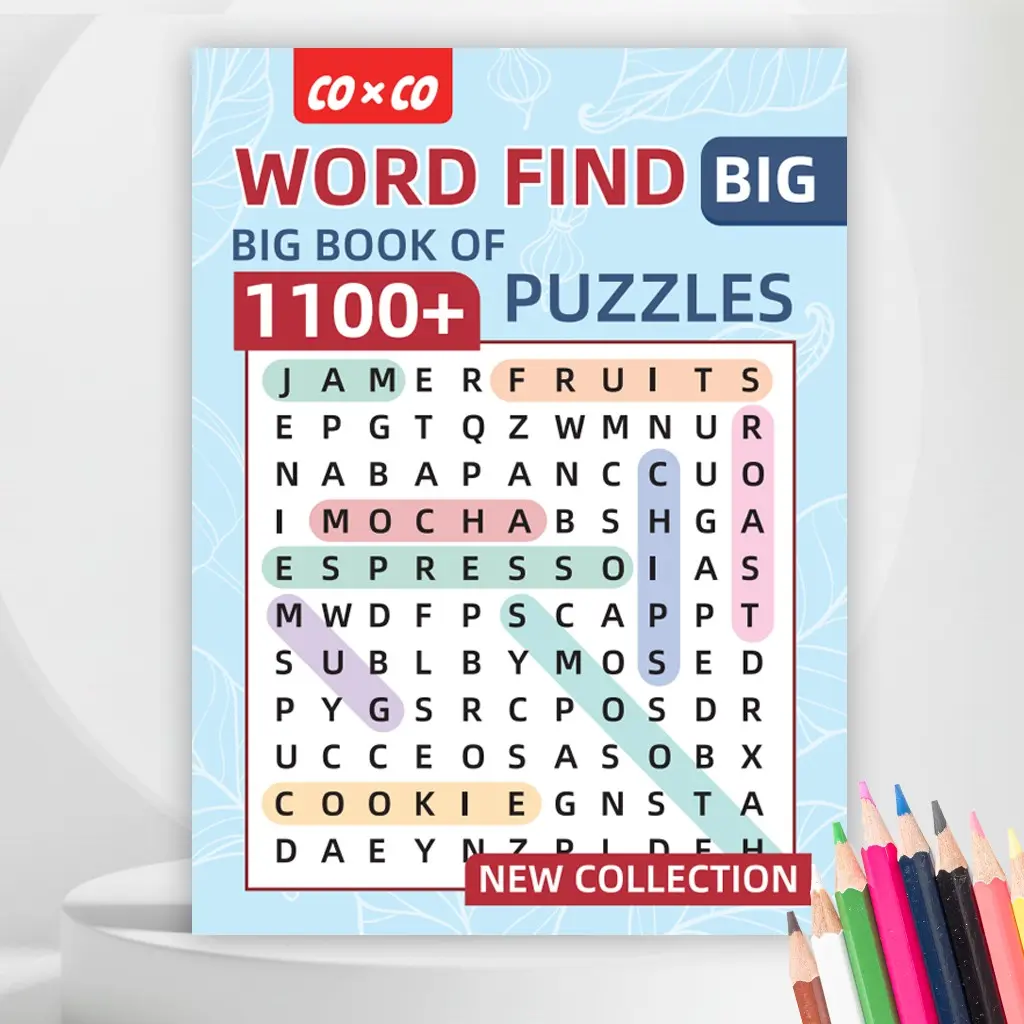 New Large Print Adult Word Search Puzzle Book, 1100+ Themes, Clear Font, Complete Answers, Brain Boosting, Ideal for Seniors & Busy Adults