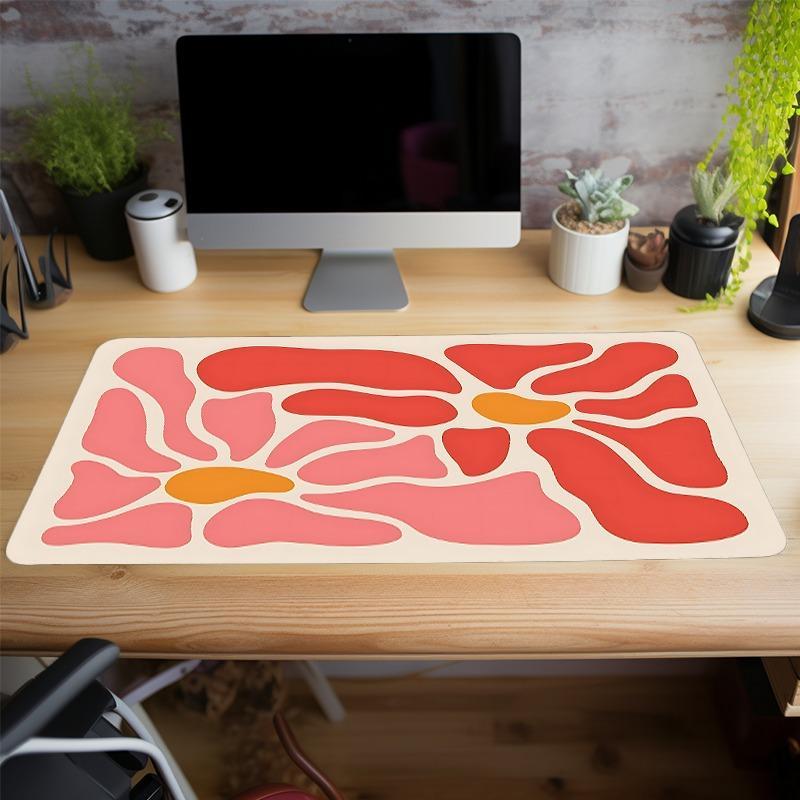 Abstract Flower Pattern Mouse Pad, Geometric Pattern Large Mouse Pad, Natural Rubber Non-slip Keyboard Pad, Desk Mat for Office Home, Desk Accessories