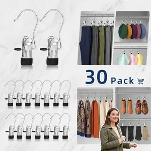 30 Counts Premium Boot Hangers multipurpose Clips & Anti-Rust Clothespins Heavy Duty Space-Saving Organizer for Boots Pants Socks Hats Handbags Towels Home & Travel multipurpose mini clothes hooks-YY1