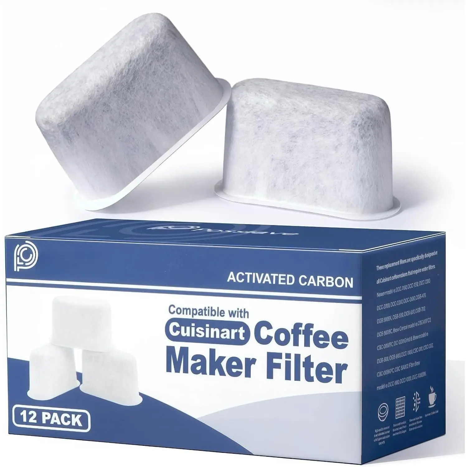 12-Pack Water Filters for  Coffee Maker | Charcoal Coffee Filter  Compatible with  Machines Improve Flavor