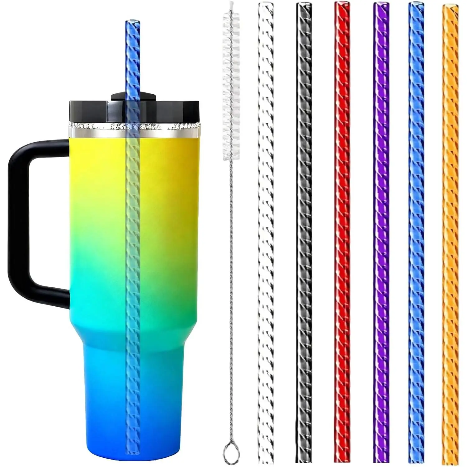 Straws for  40oz with Cleaning Brush(A Color-2 | 6 count) | 12-inch  straws for  40oz with cleaning brush for easy daily use and cleaning.