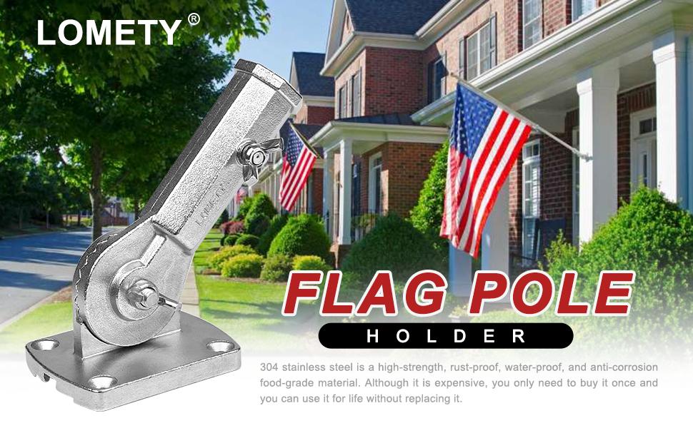 Stainless Flag Pole Holder Multi-Position Flag Pole Bracket Multi-Angle Adjustment Wall mounting Bracket for 1 inch Flag Pole (Black)