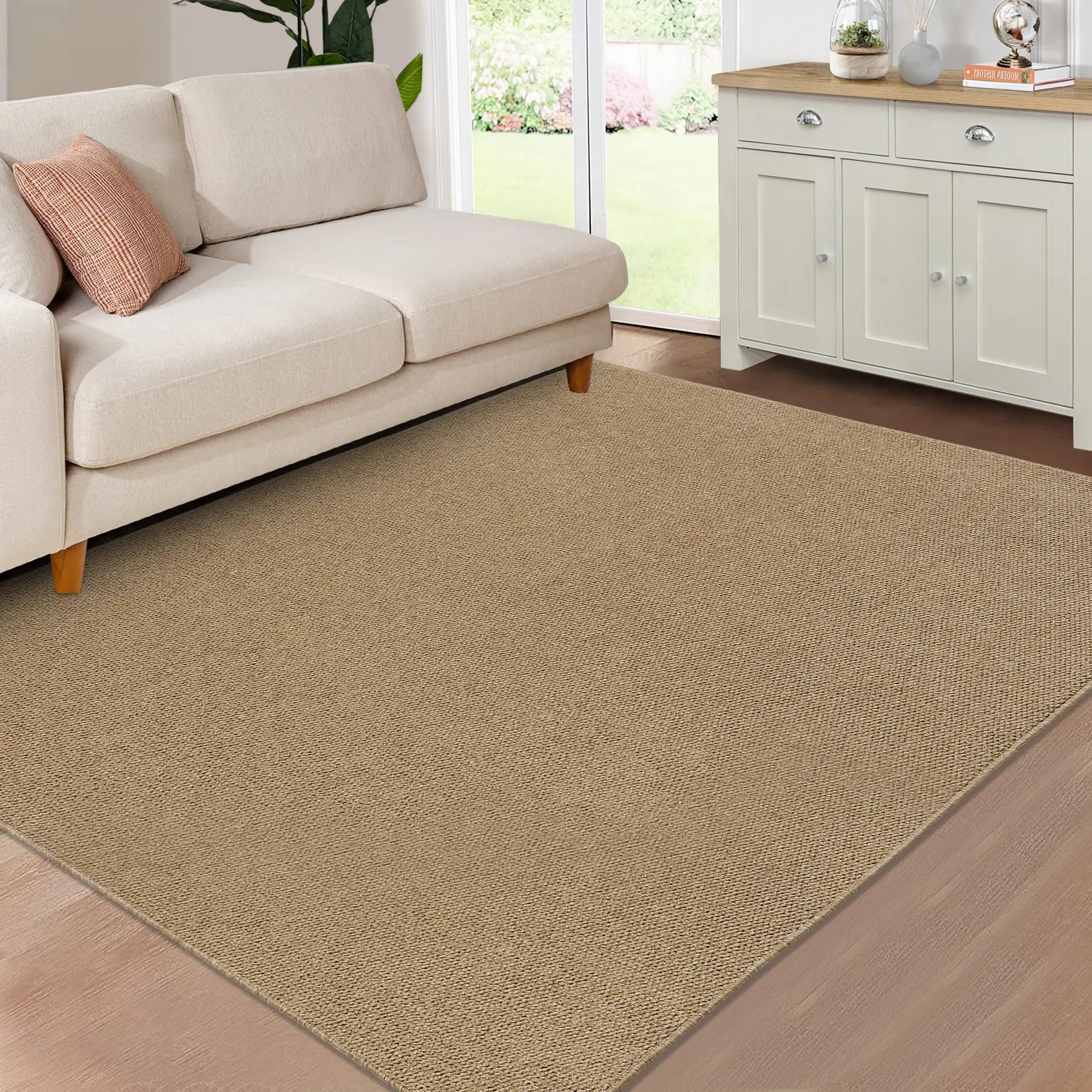 Eco‑Friendly Washable Flat‑Weave Indoor Rug, Fade‑Stain‑Resistant Rug with Reinforced Cotton Overlock Edges, No‑Pad‑Needed Light‑Weight Rug Ideal for Pets, Kids and Allergy‑Prone Households