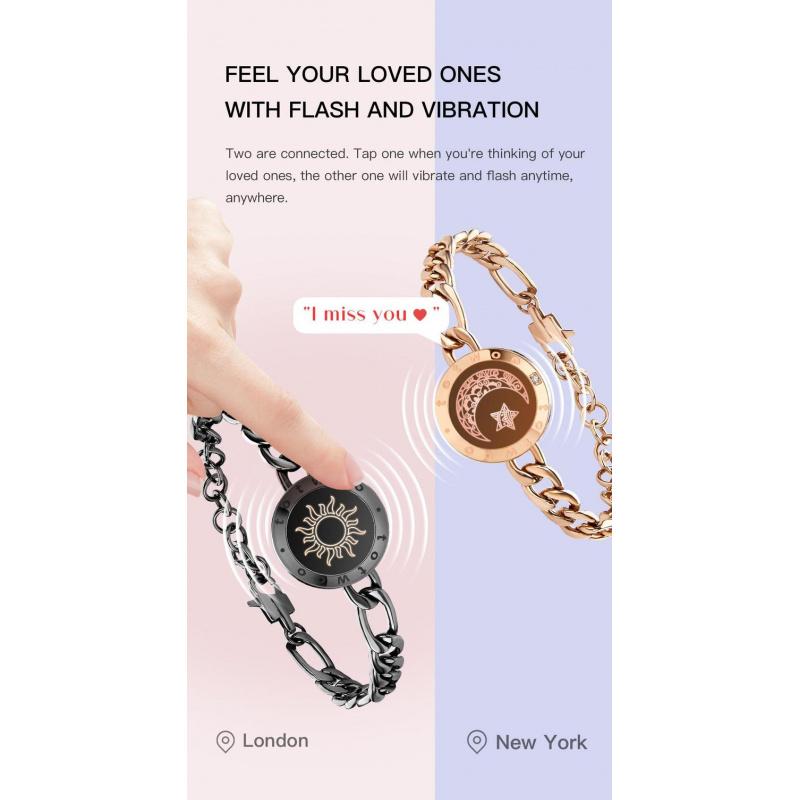 [Creative Gifts]totwoo Long Distance Touch Bracelets with Sun&Moon Functional Love Connect Gift For Boyfriend or Girlfriend or your Family