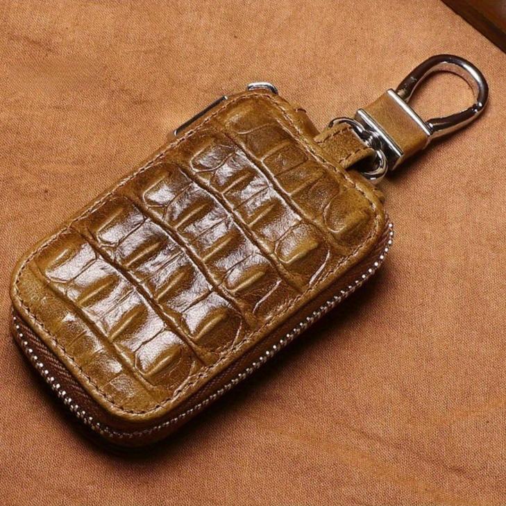 Genuine Leather Men’s Car Key Case – Universal Remote Key Pouch with Waist Clip