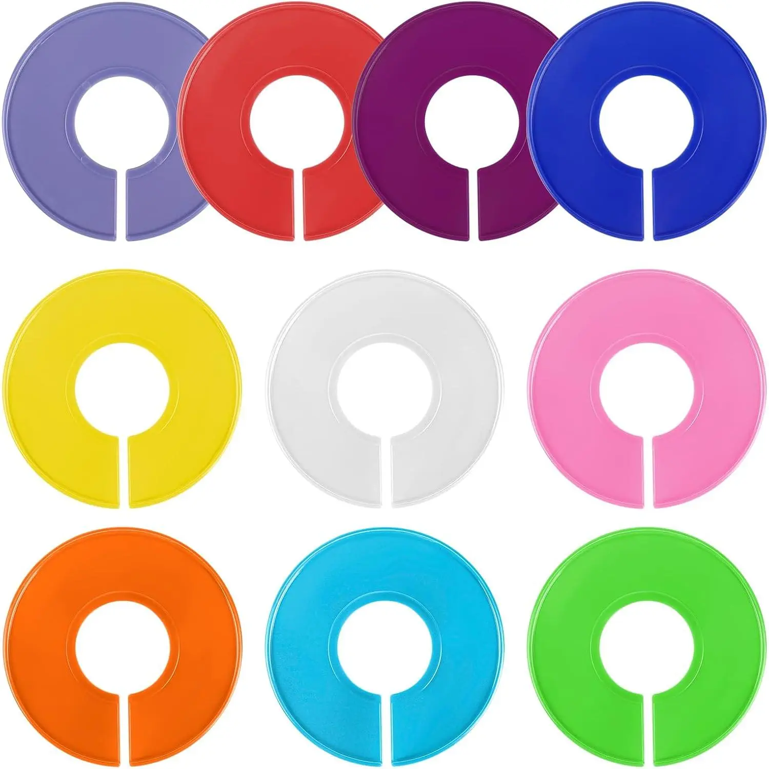 10 count Closet Dividers for  Clothes, Color Plastic Hanger Tags Clothing Rack Dividers Round Closet Labels  Wardrobe Hanger Separator (10 Colors)