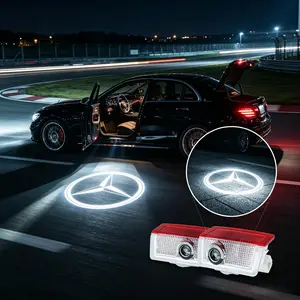 Luxury Ambience Upgrade! 2Pcs Benz Laser Door Projector Lamp Fits A C E GLA GLC GLE W205 W212 W213 X253 X156 W166, crisp logo shadow on ground, direct plug installation to refresh plain original car door decorative auto accessories. Transform your ordina