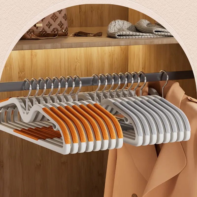 10 Pack Short Neck Plastic Hangers, Non Slip 360° Swivel Hook, Space Saving Closet Organizer for Shirts, Coats, Pants