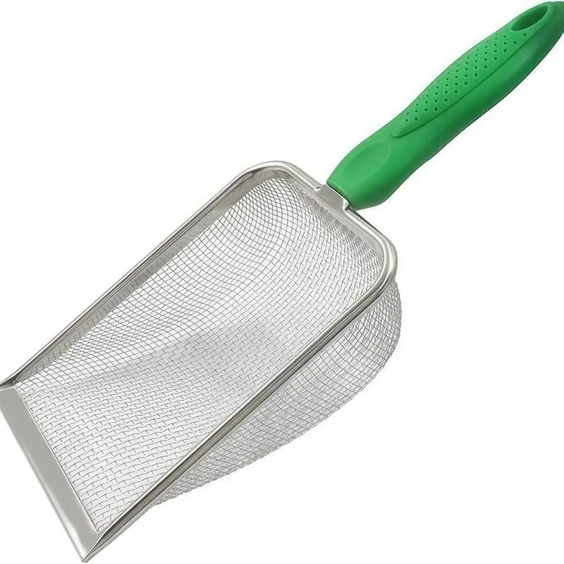 Stainless Steel Anti-Stick Cat Litter Scoop - 2mm Fine Mesh, Easy Cleanup Tool, Waste Separation Function for Kittens (Blue)