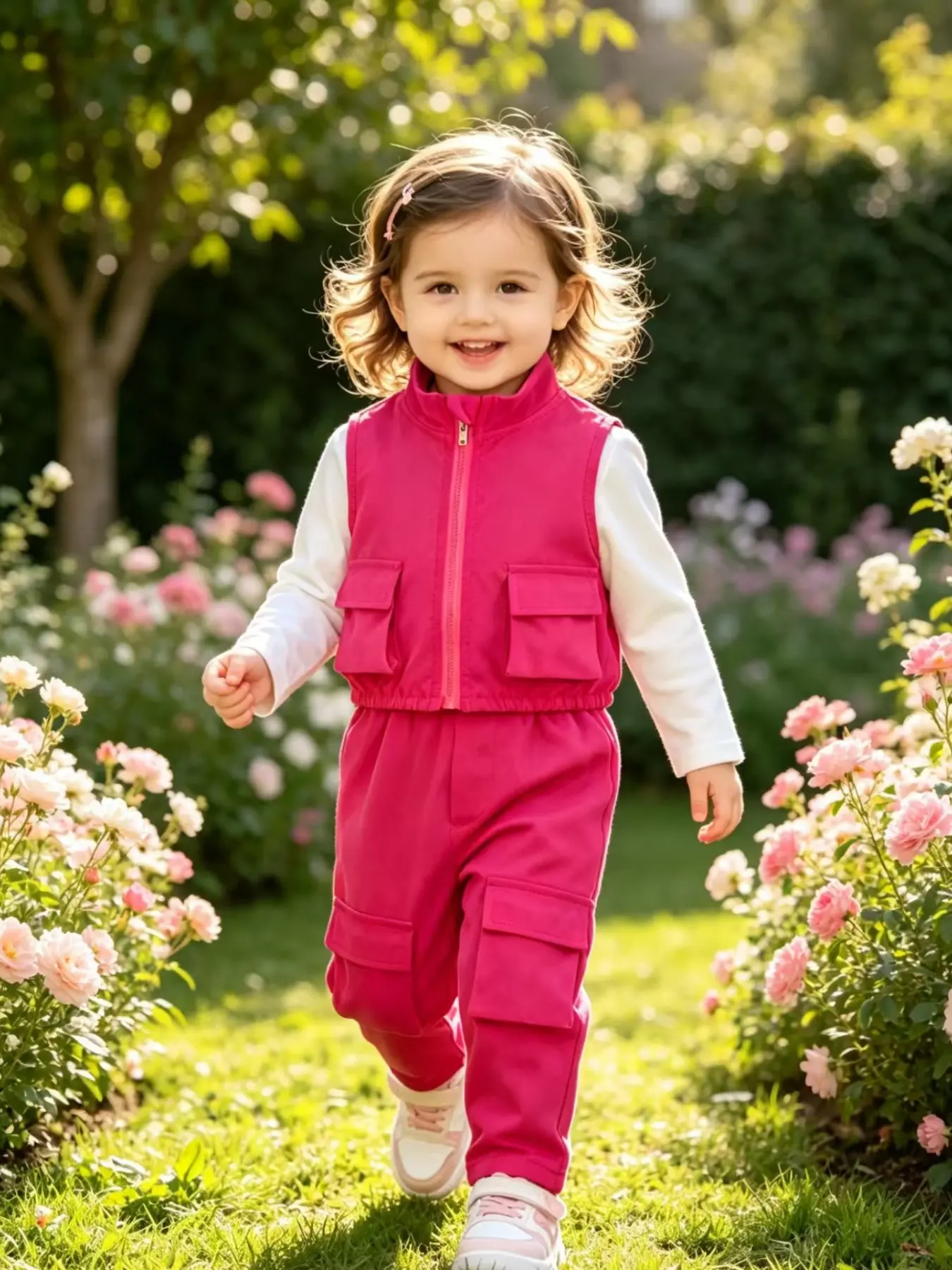 Girls' Sweet Cool Three-Piece Set, Workwear Vest + T-Shirt + Pants, Essential Early Autumn, All Seasons Fashion, Clothes Sets