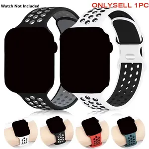 Breathable Hole Sports Silicone Watch Band, Soft Watch Band for Apple Watch Band 44mm 49mm 45mm 40mm 41mm 38mm 42mm 46mm, iWatch Series 8 SE 7 6 5 9 10 Ultra, Wearable, Smart Watch Accessories, Smart Watch Strap, Smartwatch Accessories