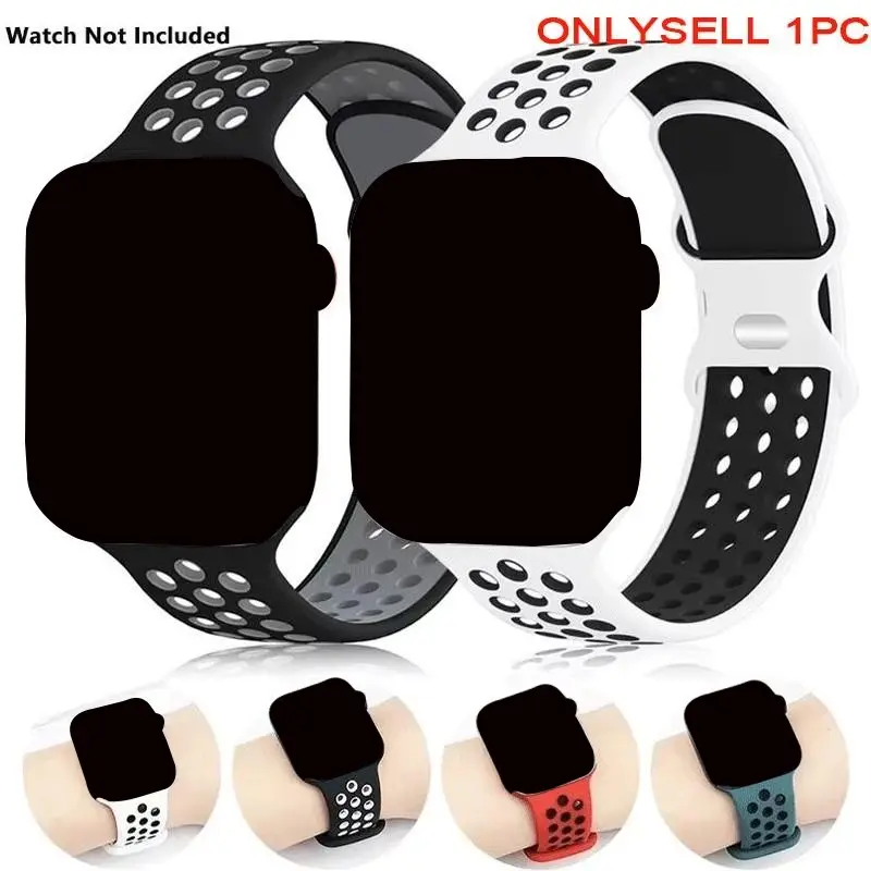Breathable Hole Sports Silicone Watch Band, Soft Watch Band for Apple Watch Band 44mm 49mm 45mm 40mm 41mm 38mm 42mm 46mm, iWatch Series 8 SE 7 6 5 9 10 Ultra, Wearable, Smart Watch Accessories, Smart Watch Strap, Smartwatch Accessories