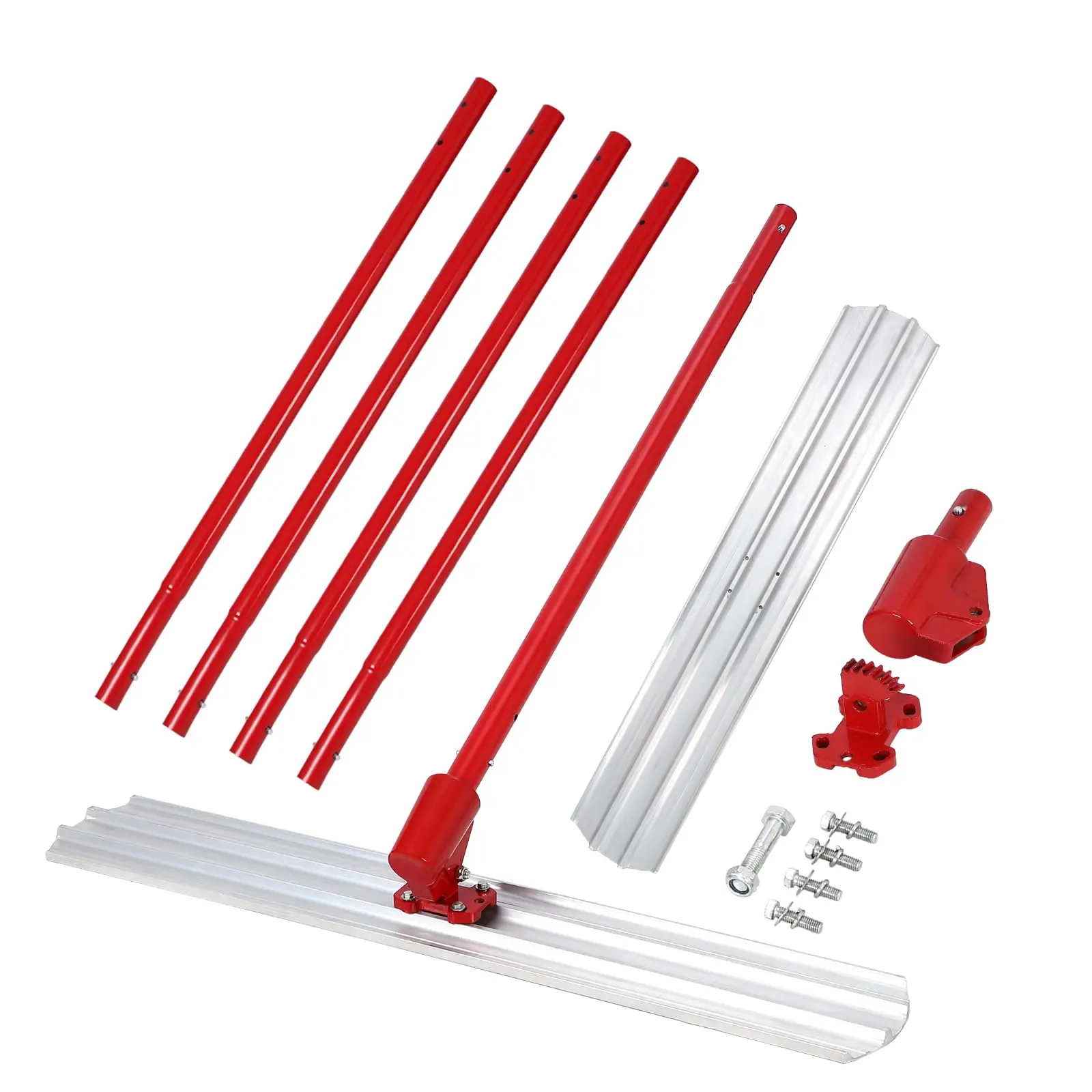 Professional Magnesium Bull Float Concrete Finishing Tool Kit - 48x8 in Lightweight Aluminum Alloy Tool, 4 Combinable Handles + Bracket, Ideal for Cement Plaster & Concrete Smoothing