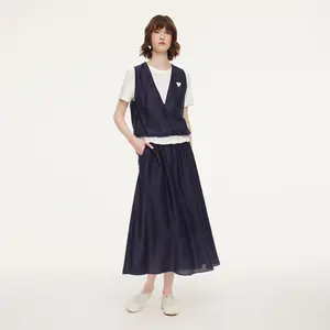 Tencel Blend Mock Layered Top And Skirt Two-Piece Set