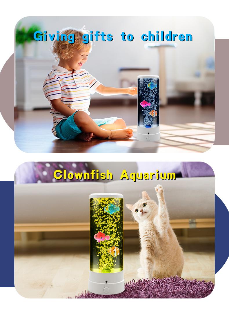 Jellyfish LED Night Light Bubble fish lamp decorative aquarium night light colorful artificial fish tank light soothingfish tank lamp aquarium fish light for bedroom kids room living room party birthday gift