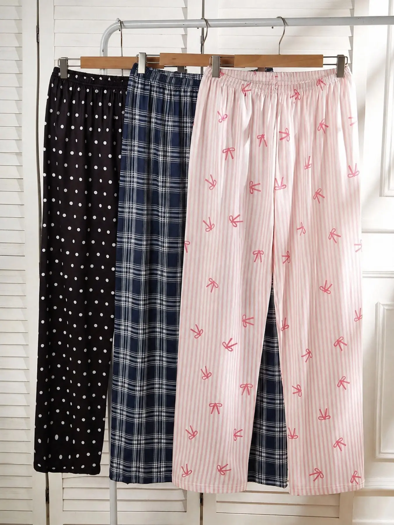 Women’s Printed Lounge Pants, Wide Leg Pajama Pants with Elastic Waist, Soft Casual Trousers for Homewear, Travel and Everyday Comfort