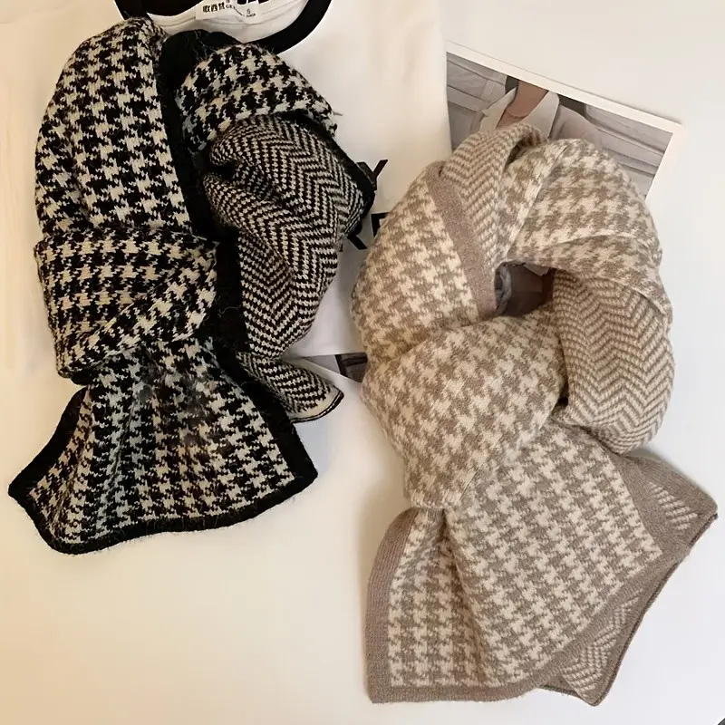 Unisex Thickened Plaid Checkered Scarf, Versatile Warm Wrap for Men and Women, Stylish Two-Sided Design, Perfect for Cold Weather