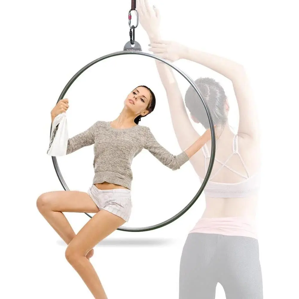 Hoop Gymnastic Equipment,85cm/90cm Professional Aerial Lyra Hoop Set Single Point Hoops Circus Aerial Ring Kit Aerial Yoga Equipment for erial Dancing Yoga Training,Maximum Load: 115 kg/253lb