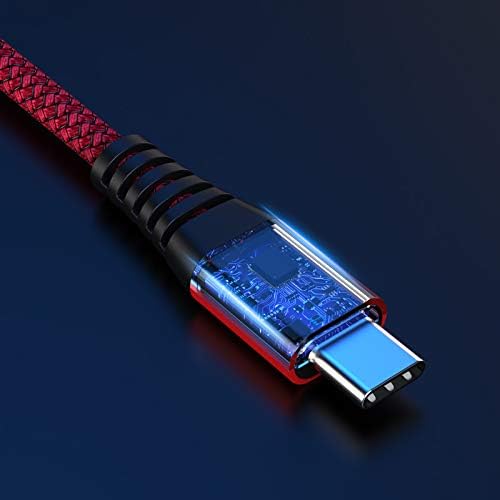 Nylon Braided USB Type C ,  USB A 2.0 to USB-C  Charger Cord for  Galaxy S10 S9 S8 Plus Note 10 9 8(Red, 1 Foot)