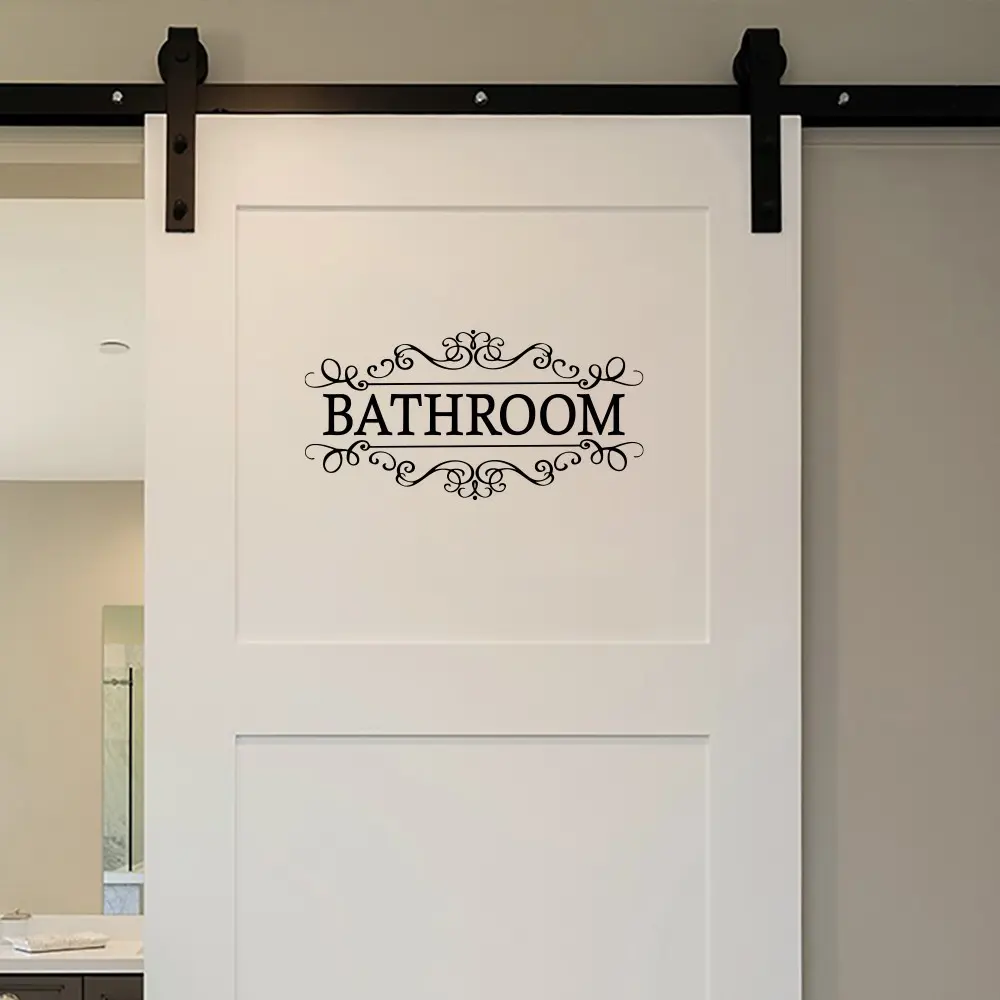 Bathroom Door Sticker Wall Decal, Universal Flat Decorative Sticker for Bathroom Toilet Home Decor, Easy to Apply Kitchen Wardrobe Door Decoration