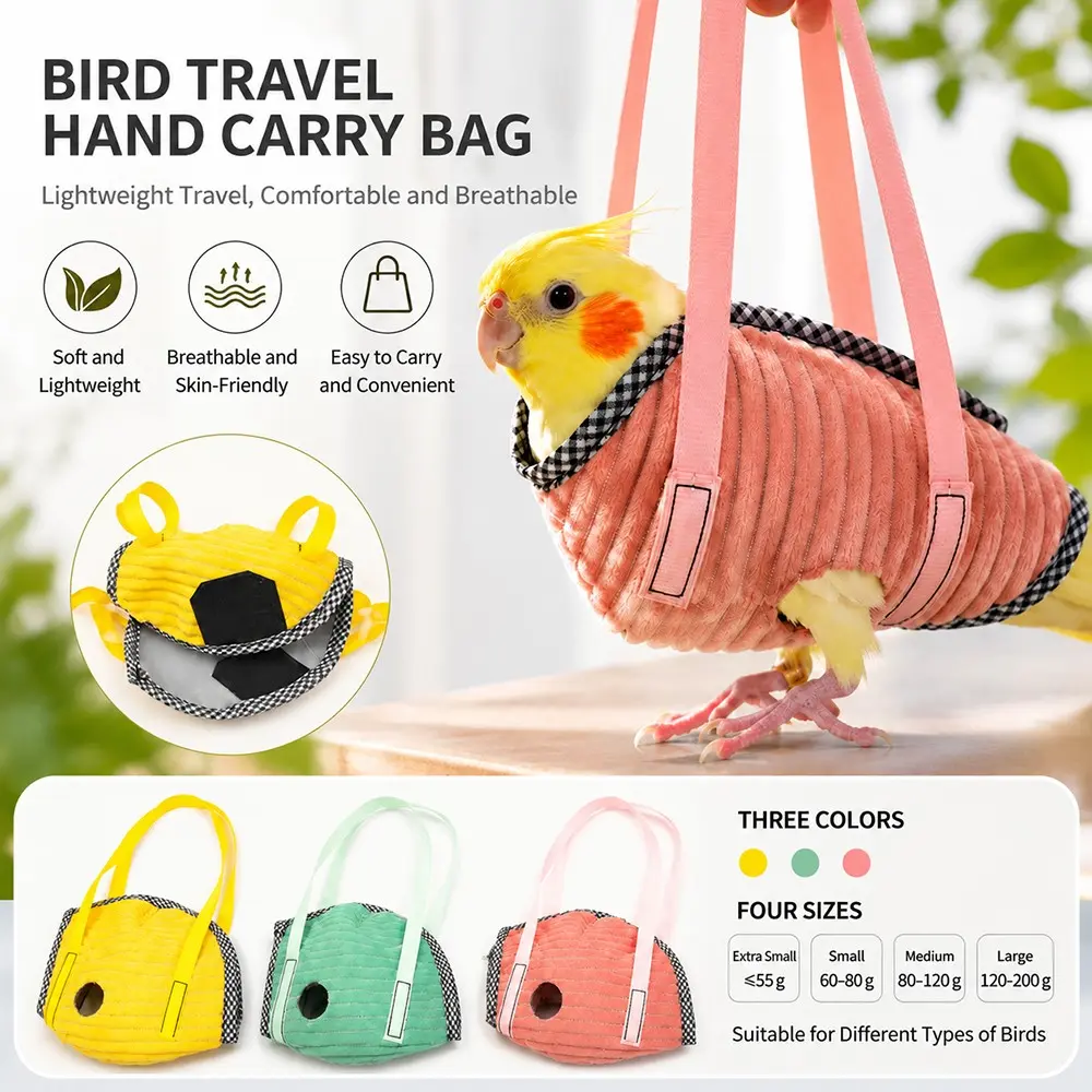 Portable Bird Travel Carrier Bag, Lightweight Parrot Crossbody Backpack, Suitable for Budgerigars, Lovebirds, Cockatiels, Sun Conures