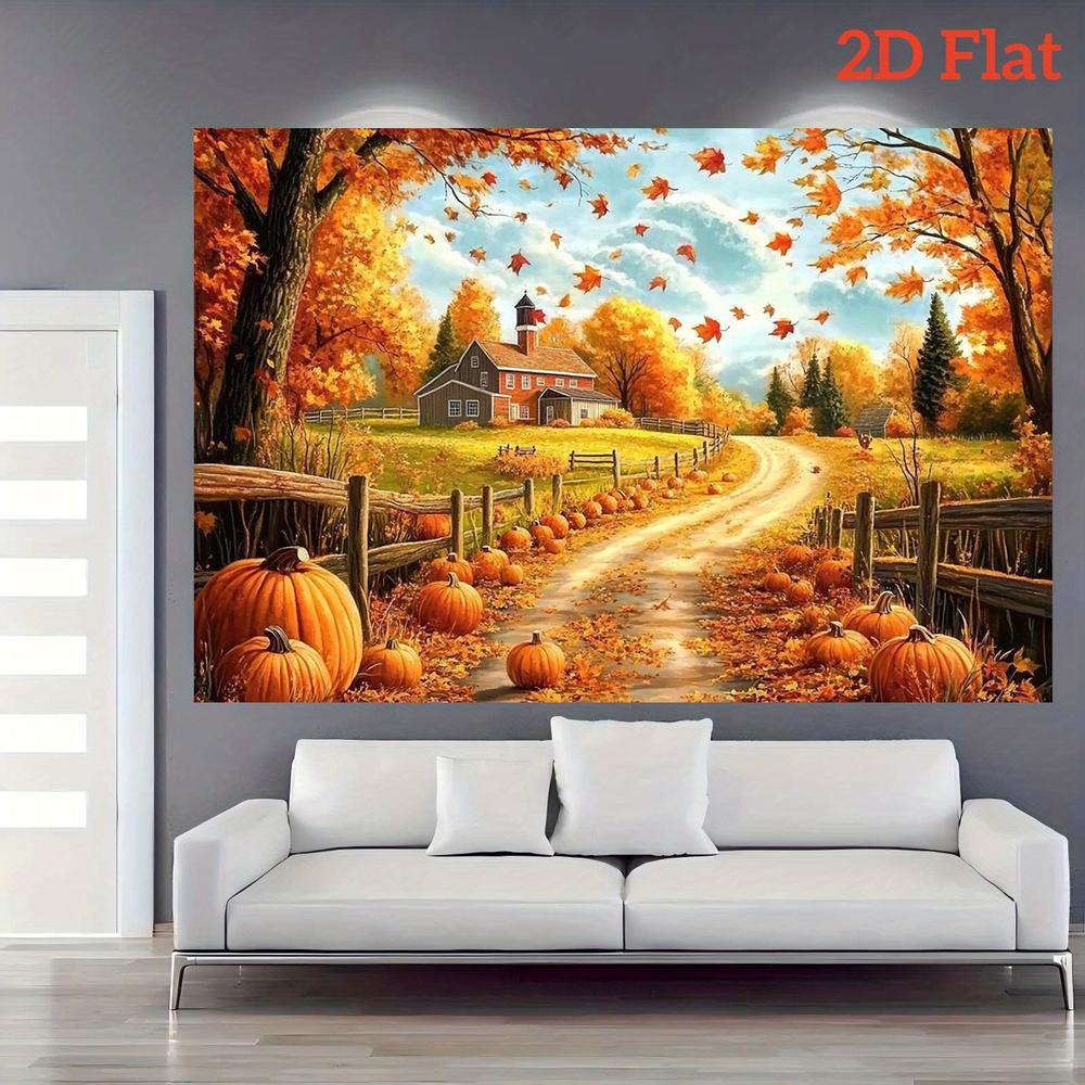1pc Rustic Autumn Forest & Farmhouse Party Backdrop - Vibrant 2D Flat Photography Background Cloth for Weddings, Birthdays, Anniversaries - Durable Polyester, No Power Needed, Event Decoration |