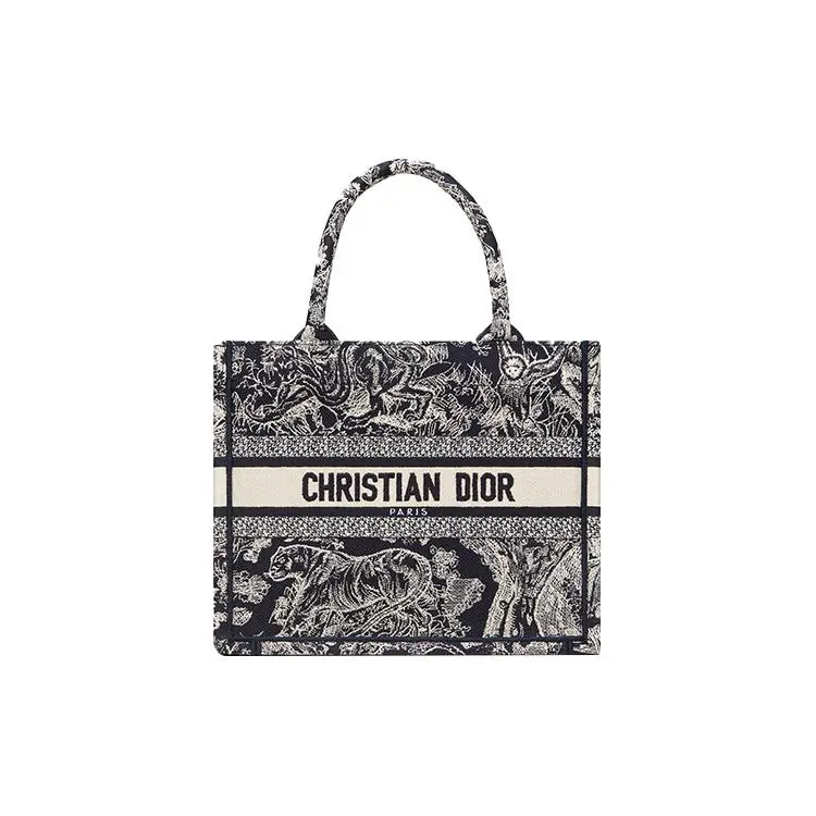 Dior BookTote Reverse Toile de Jouy Embroidered Tote Bag for Women, Small Size, Blue