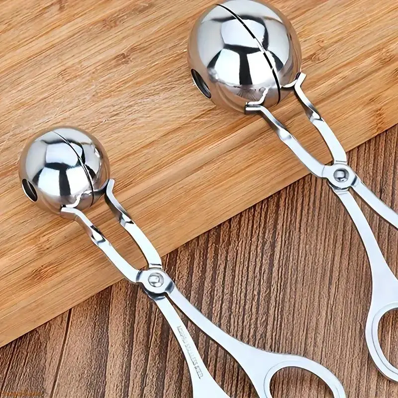 2Pcs Stainless Steel Meatball Maker Scoop, Beef Ball Making Scissors, Household & Catering Kitchen Gadget Accessories