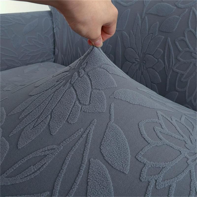 Solid Color Jacquard Sofa Cover with Skirt, 1 Count Soft Comfortable Stretchable Sofa Slipcover, Dustproof Sofa Cover, Elastic Sofa Slipcover for Home Living Room Hotel Dormitory