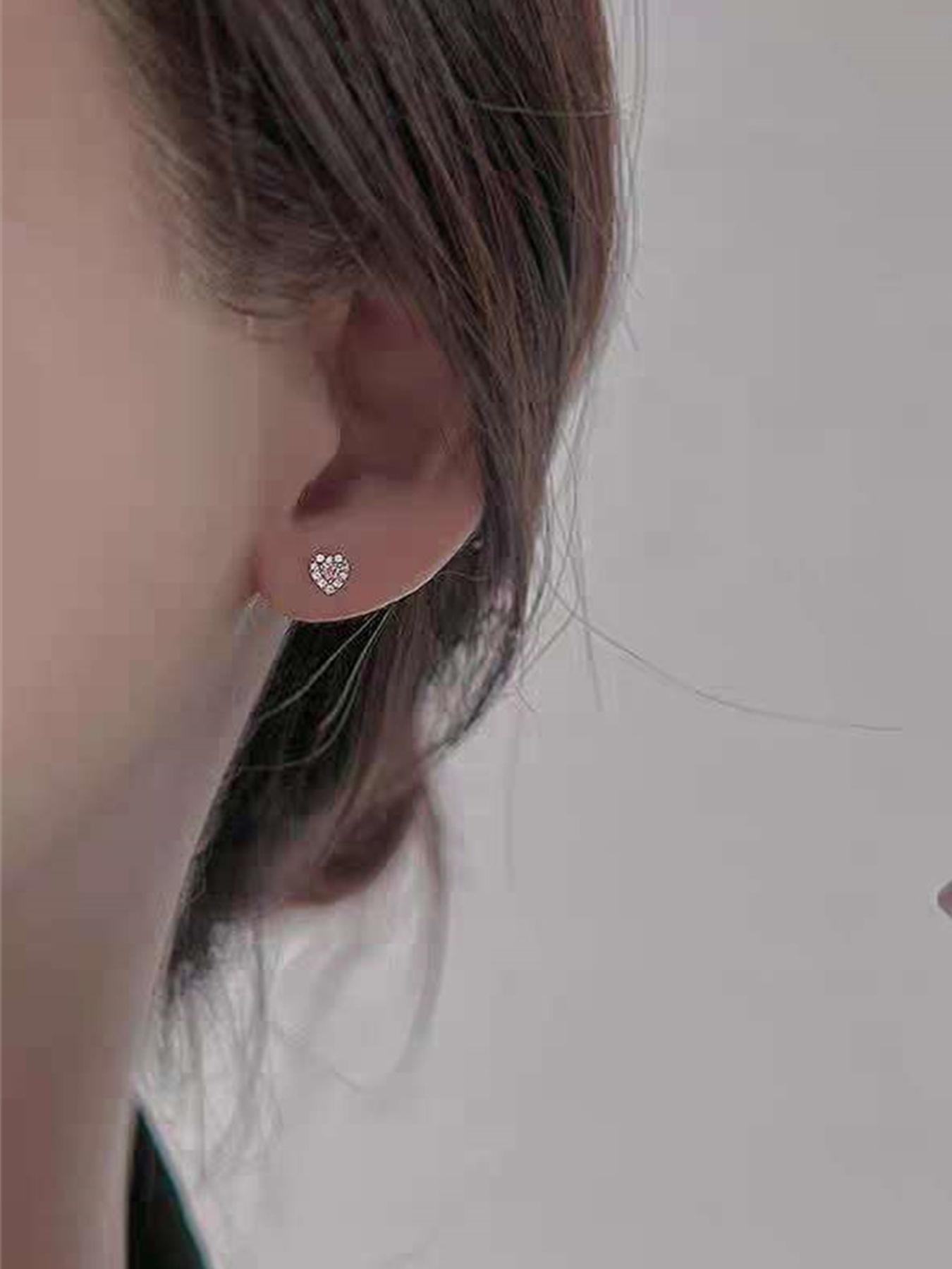 925 Sterling Silver Fashionable Heart Shaped Earrings, Elegant Jewelry for Women, Daily Clothing Decor, Trendy All-match Jewelry for Birthday Gift, Stud Earrings Jewelry