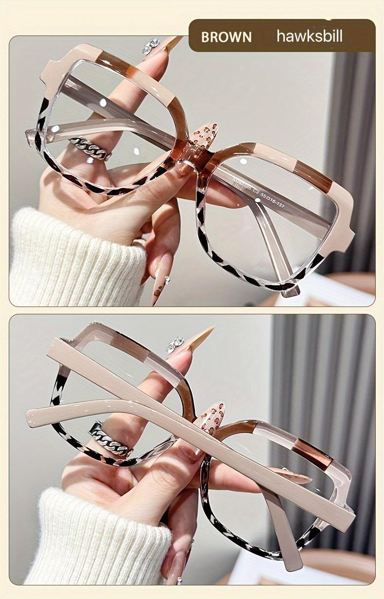 Ladies Elegant Square Frame Glasses, Stylish Contrast Design with Tortoiseshell Pattern, Lightweight Plastic Frame and Clear Lenses for Trendy Daily Wear