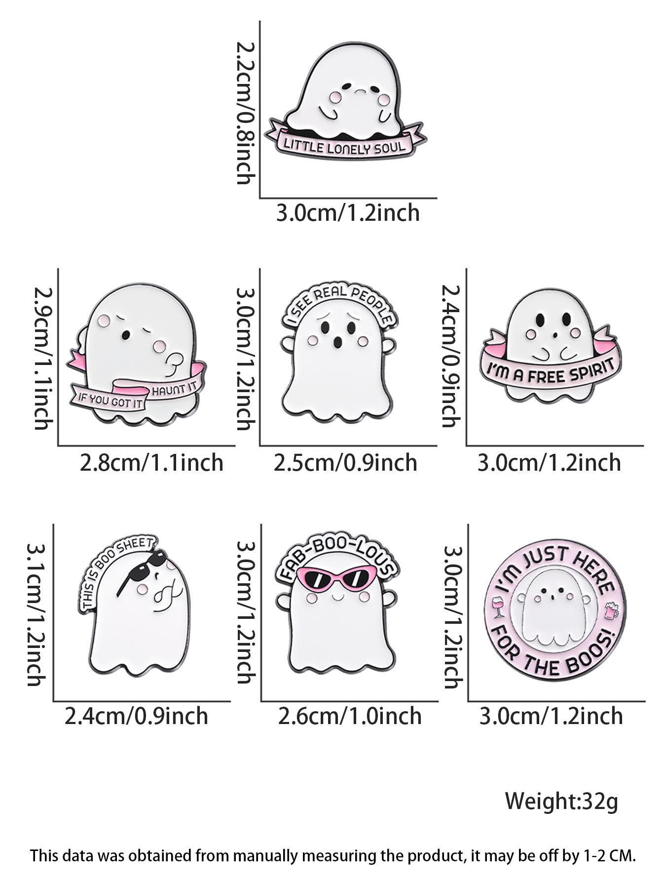 Cute Cartoon Ghost Design Brooch, 7 Counts/set Novelty Badge for Clothes Hat Pin, Fashion All-match Kawaii Accessories As Gift for Women & Men