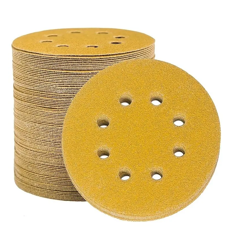 60 Sheets 12.7cm 8-Hole Sandpaper, Multi-Purpose Durable Sanding Sponges, Medium Grain, Zirconia Alumina Coating, Fiber Backing