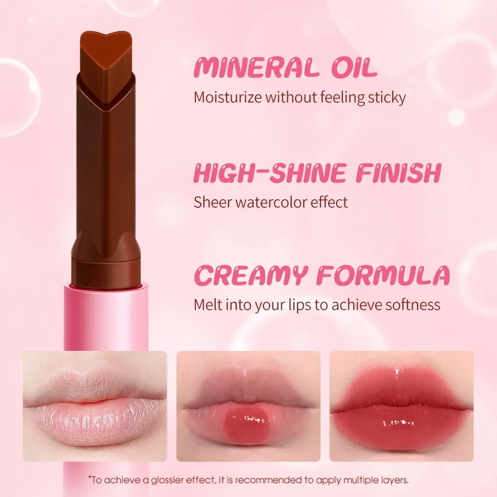 Heart-Shaped Mirror Gloss Lipstick, Jelly Lipstick, Brightening Shine, Long-Lasting Non-Fading, Nude Tone, Vibrant Complexion