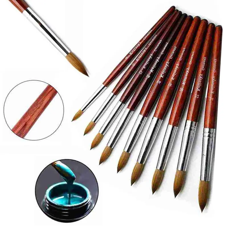 1PC Professional Nail Art Brush Red Wood Handle Nail Art Brush Gel Builder Nail Drawing Pen DIY Manicure Accessories Tool