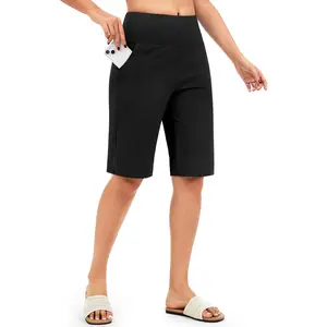 Women's 12" Bermuda Long Shorts Knee Length with Pockets High Waisted Stretch Shorts for Women Summer Walking(Gift)