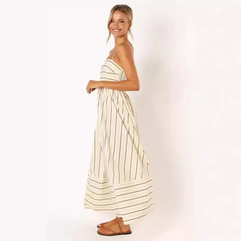 Spring and Summer 26, Striped Suspender Backless Swing Fresh Wind Dress-88111