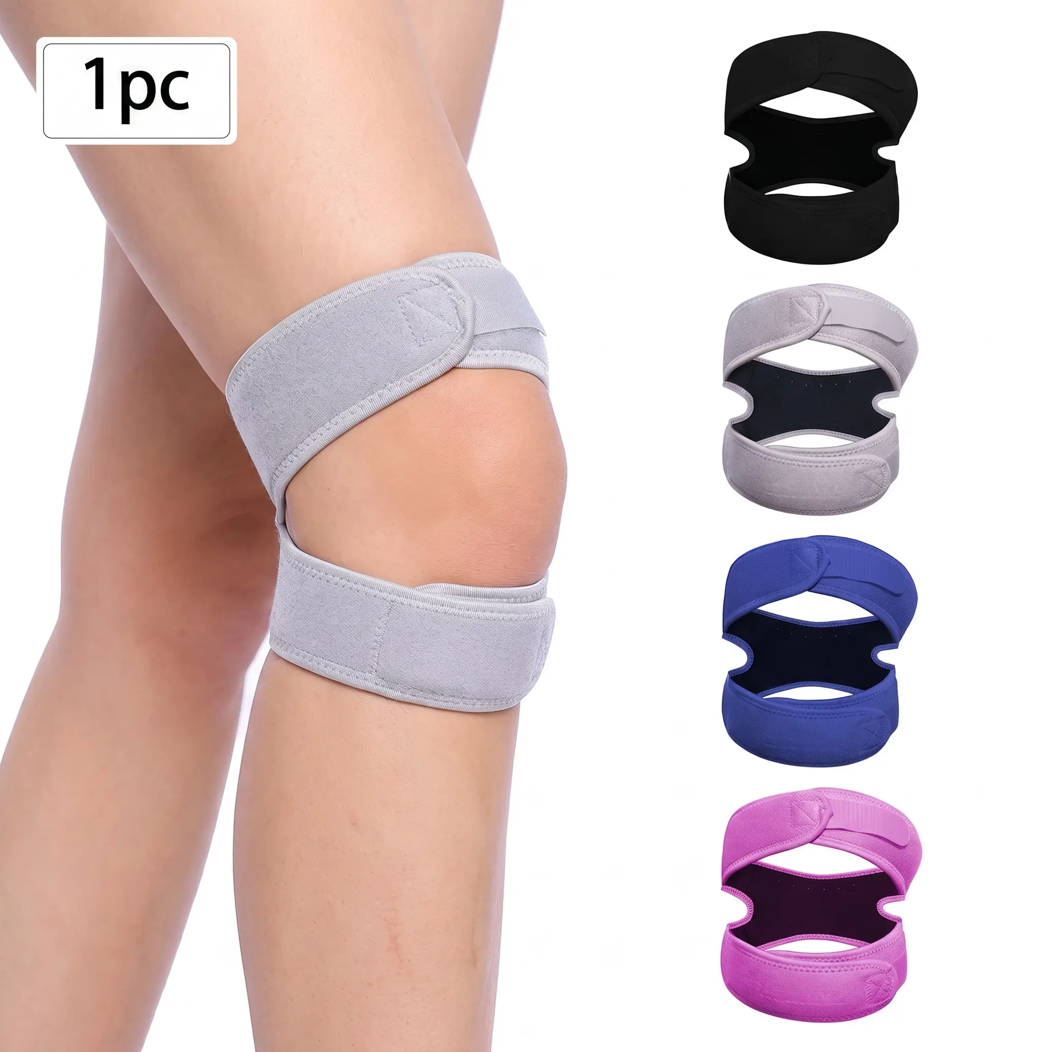 Adjustable Breathable Patellar Knee Brace, Sports Support for Running Basketball Rope Climbing, Relieves Patellar Tendonitis Pain, Multiple Colors Available