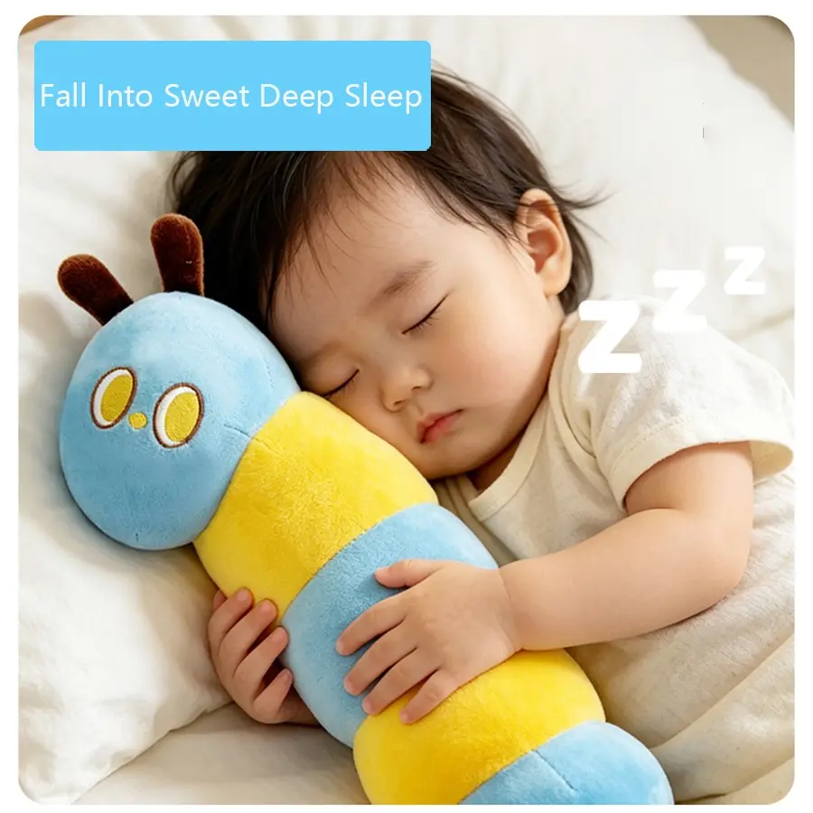 Soft Caterpillar Plush Pillow, Baby Comfort Toy, 34cm Short Fur, Safe & Non-Itchy, Ideal for Home & Travel, Perfect Birthday Gift, Soft Cuddly Gift, Soft Stuffed, Cute Animal Design