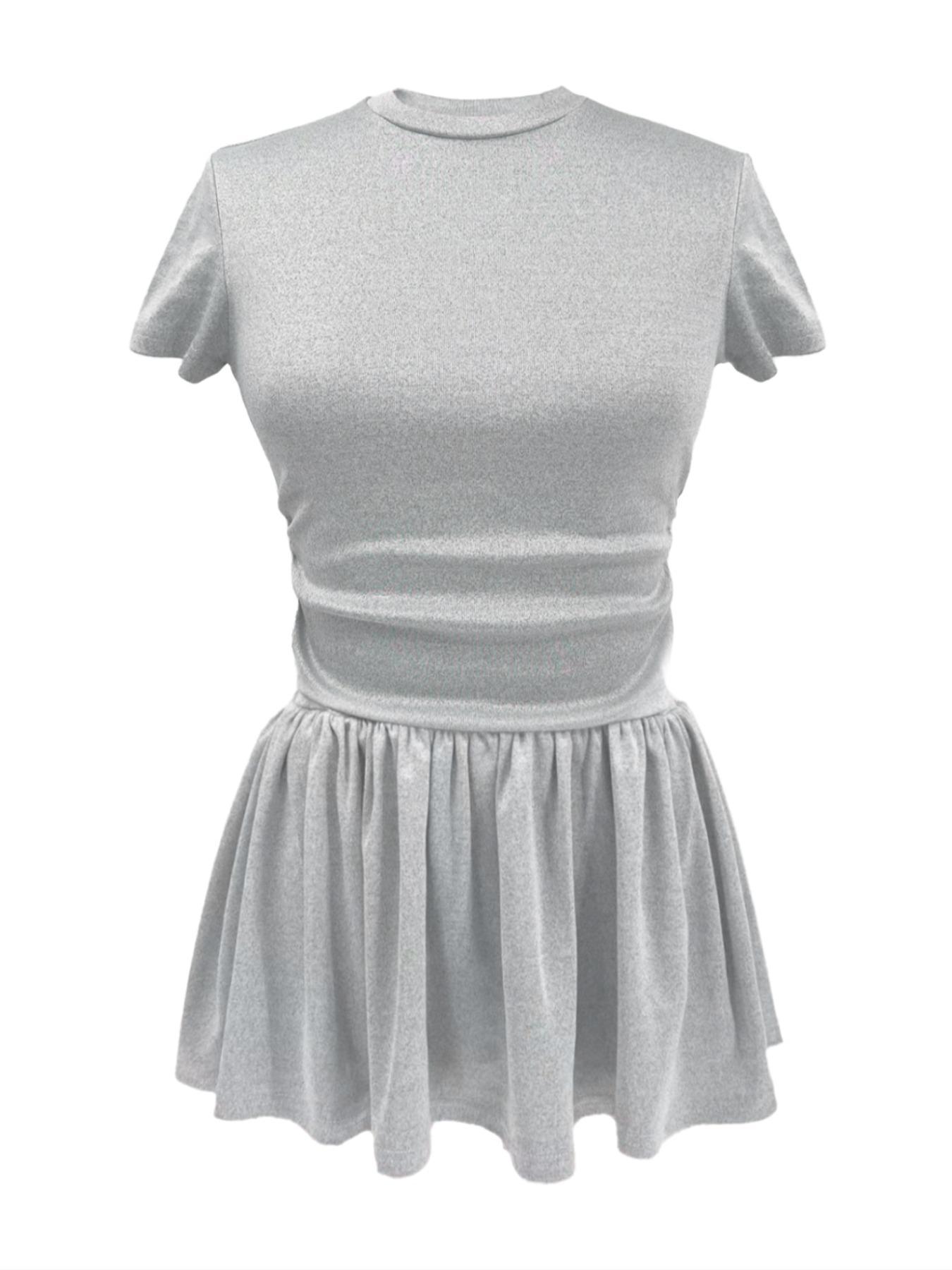 Two-piece Set Women's Solid Color Knit Tee & Skort, Casual Short Sleeve T-shirt & Skort for Daily Wear, Ladies Clothes for Spring & Summer, Cute Summer Outfit