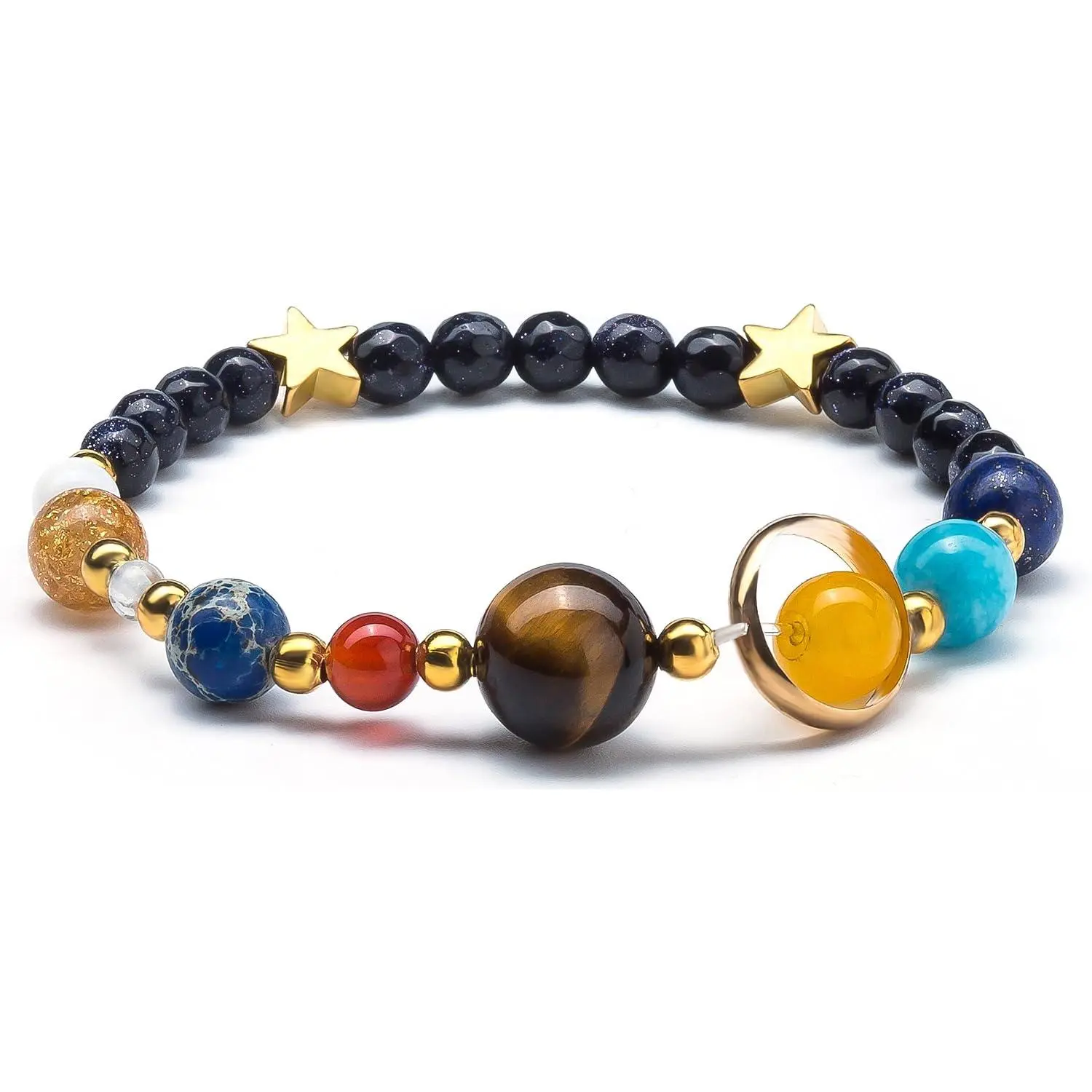 Solar System Bracelet for Women, Universe Galaxy Beaded Jewelry| Natural Stone Beads, Universe Galaxy Design, Guardian Star Charm, Adjustable Fit, Birthday & Astronomy Planet Gifts for Loves