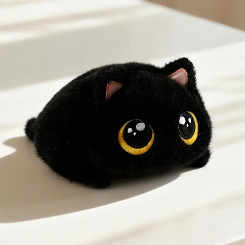 Cute Charming Plush Cat Stress Relief Decompression Toy, Soft Feather Cotton Round Eye Stacking Doll, Emotional Companion Decor, Healing and Relaxing