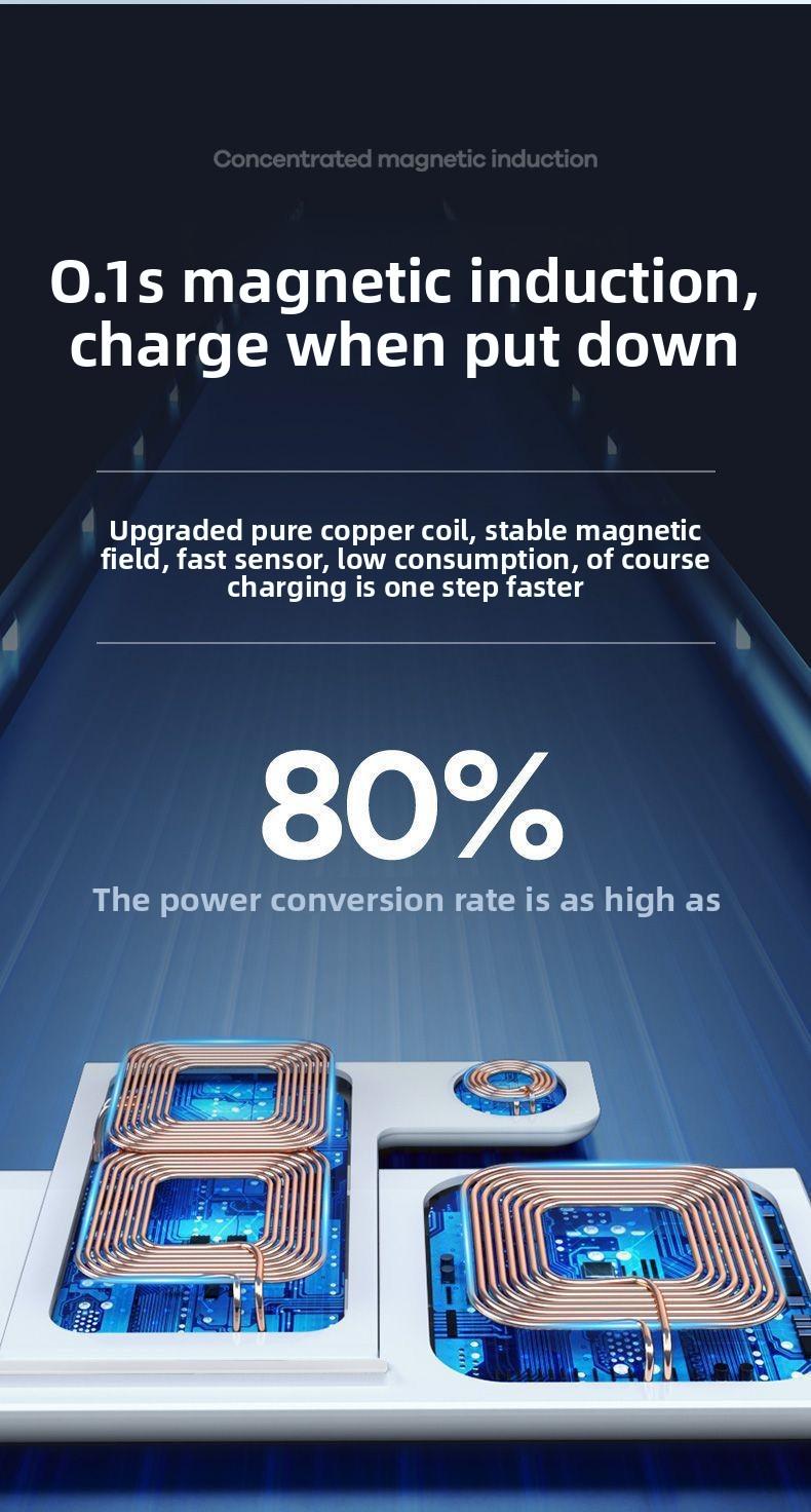 Acer S3 3 in 1 Wireless Charging Station, MagSafe Charger Stand Compatible, Qi2 15W Certified Palm-Sized Foldable Charger for iPhone 17/16, Apple Watch, AirPods (Non-Battery, Adapter Included)