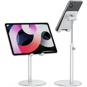 CA04 Cell Phone Stand for Desk, Height & Angle Adjustable Aluminum Tablet Stand, Universal Holder Compatible with iPhone, iPad, Samsung Galaxy, All Smartphones & Tablets 4-11"