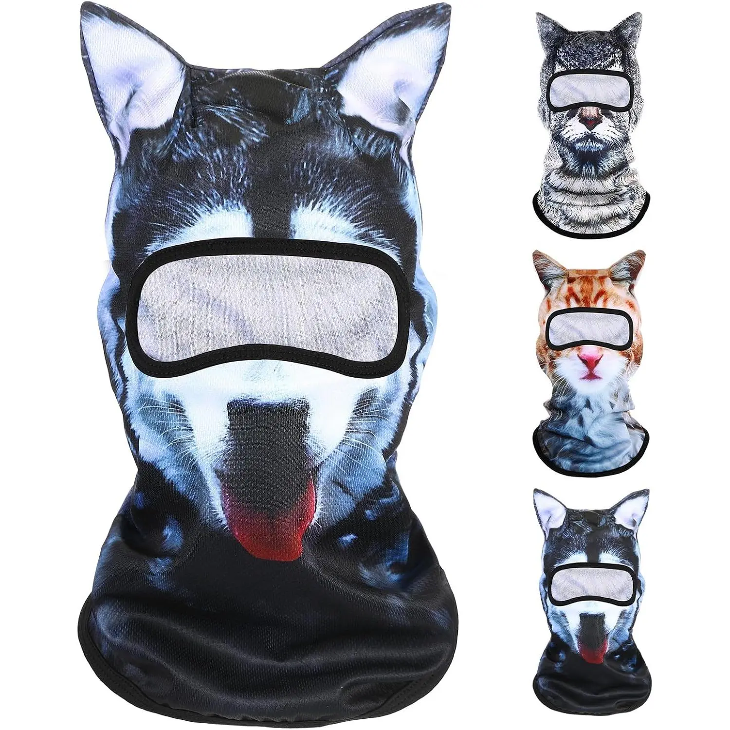 3D Cat Ski Mask Dog Balaclava Sheisty Breathable Cycling Mask Ice Silk Face Cover for Sunscreen Protection Outdoor,Face Mask with Ears Cute Animal Ski Mask for Music Festivals Raves Party Outdoor Activities