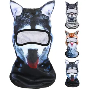 3D Cat Ski Mask Dog Balaclava Sheisty Breathable Cycling Mask Ice Silk Face Cover for Sunscreen Protection Outdoor,Face Mask with Ears Cute Animal Ski Mask for Music Festivals Raves Party Outdoor Activities