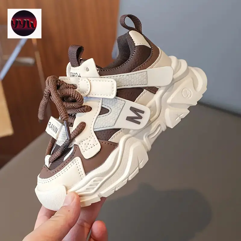 YYW1 Kids' Colorblock Cute Sneaker Trainers - Casual Outdoor Footwear Boys & Girls, Child-Size (1 Pair), Cute Trainers, Casual Low Top, Casual Trendy Trainers