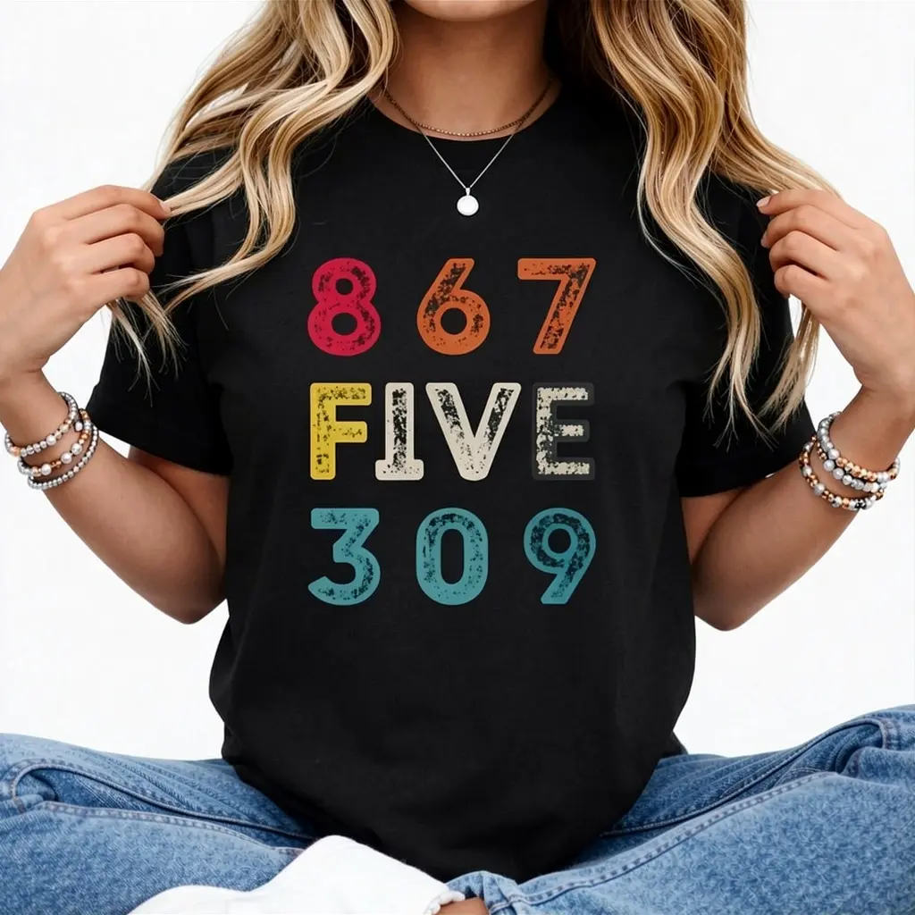 867 Five 309 Vintage Graphic T-Shirt - Retro Number Tee, Fashion Outfit, Comfortable Cotton Top, Oversized Casual Wear, Cute Gift for Him & Her, Perfect Present for Number Lovers, Ideal for Valentine's Day, Birthdays & Anniversaries