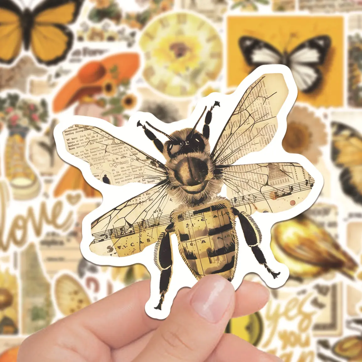 Set of 50 Retro-Style Yellow-Themed Graffiti Stickers – Waterproof, Creative DIY Decals for Suitcases, Phone Cases, Laptops, Helmets, and Skateboards