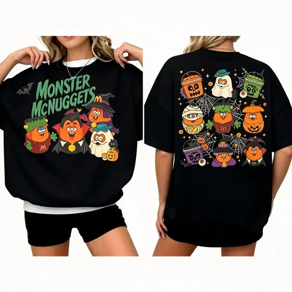 McNuggets Buddies 2-Sided 100% Cotton tshirt - Spooky Nuggets Vintage Halloween Top for Lady, Plus Size Women's Clothing, Alt Clothing Women, Whimsical Gifts